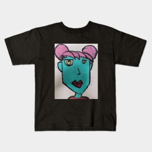 Blue Face Pink hair Kids T-Shirt